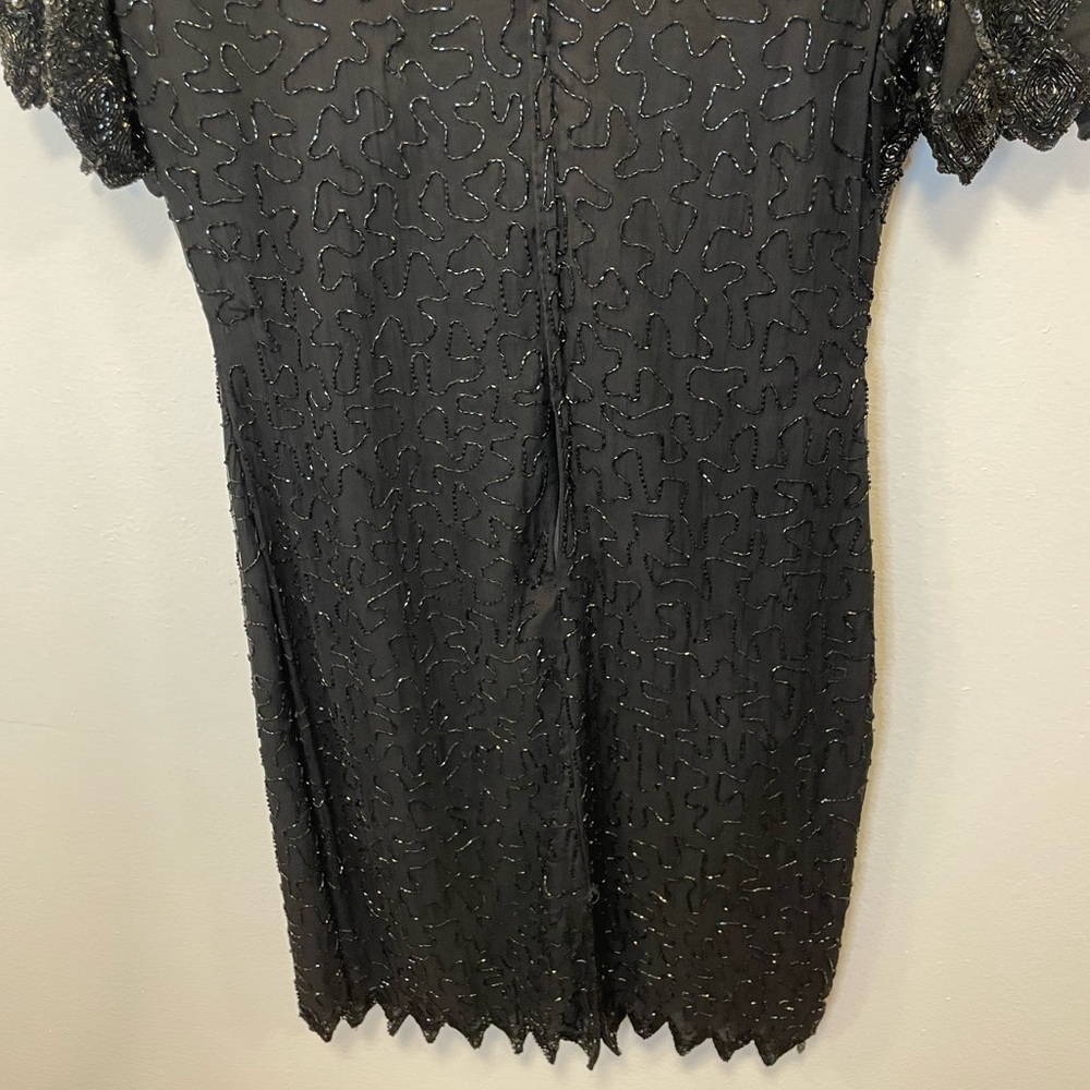 Laurence Kazar vintage 80s beaded black dress in women’s size medium - Picture 6 of 7